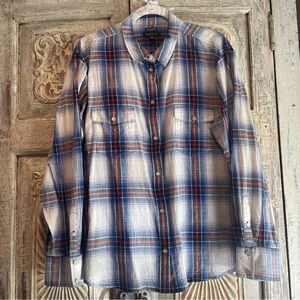 NWOT J.Crew Western Plaid Snap Button shirt in Plaid Cotton Voile /20/